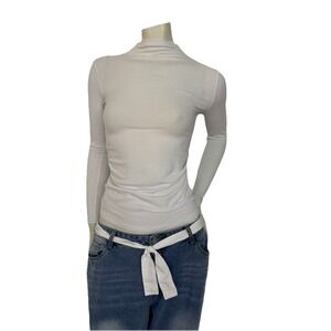 Paraphrase women's basiccore white mock neck long sleeve top‎ classic sz small